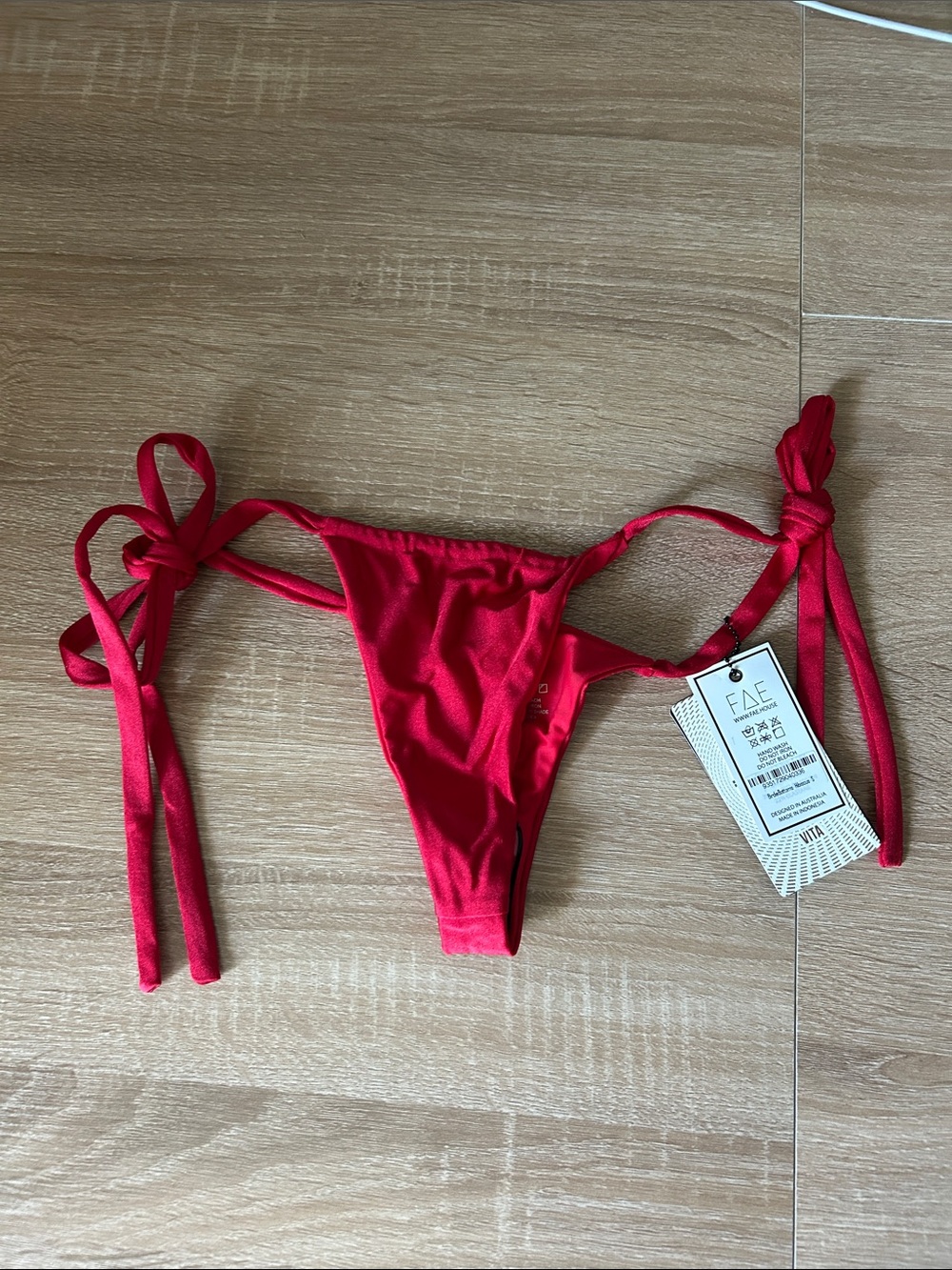 FAE Red Side-Tie Bikini Bottom